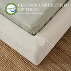 XIAO WEI King Cloud Bed Frame, Upholstered Platform Bed Frame with Headboard, 5.9" Thick Fully Padded Frame, White Ribbed Chenille Fabric, Noise-Free, No Box Spring Required, Easy Assembly
