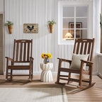 Psilvam Outdoor Rocking Chair Set of 2, Oversized Porch Rocker (Dark Brown)