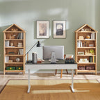 75.9" Tall Angled Arch Bookshelf, 5 Tiers Geometric Large Bookcase with Storage, Modern Triangular Top with Adjustable Shelves, Wood Cabinet w/Open Display Shelves for Living Room, Office Natural