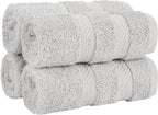 American Soft Linen Luxury Washcloths for Bathroom, 600 GSM 100% Cotton 4 Piece Turkish Wash Cloth Set, 13x13 in Soft Rags for Body and Face, Silver Gray Washcloths
