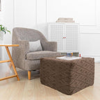 Fluffy Square Ottoman Pouf with All-in-One Foam Filling 20 x 14 Inches Furry Ottoman Foot Rest Foot Stool for Living Room or Bedroom (Coffee)