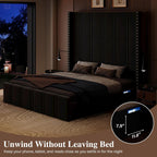 Queen Bed Frame with 65.75" Tall Headboard, Black