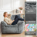 Cvortll Bean Bag Chair, Bean Bag Sofa, Faux Fur Bean Bag Chairs,with armrests and a Sturdy backrest, Suitable for Apartments, Living Rooms, bedrooms, Games, Reading (Gray)