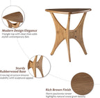 COZAYH Modern Triangle Wood End Table with Cross-Leg Rubberwood Base, Mid-Century Small Accent Side Table for Living Room, Easy Assembly, Natural, Brown