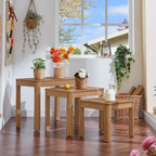 Joaxswe Farmhouse Nesting Tables Set of 3, Brown | Nesting Side Tables with Rounded Corners & 4 Thickened Table Legs & Foldable