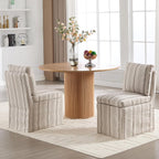 Upholstered Dining Chairs Set of 6 Slipcovered Armless Dining Chair with Solid Wood Legs, Soft Padded Upholstered Side Chair for Dining/Living/Readin Room, Banquet, Khaki Stripe