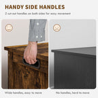 HOMCOM Storage Bench Cut-out Handles 39.4" x 15.7" x 18.9" Rustic Brown | Storage Chest, 2 Safety Hinges, Modern Wooden Trunk, Living Room, Entryway