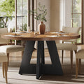 Tribesigns 47 inch Round Dining Table Wood Kitchen Table for Dining Room, 47" Dinner Room Tables for 4-6, Farmhouse Accent Furniture with Wooden Tabletop and Cross Base, Rustic+Black