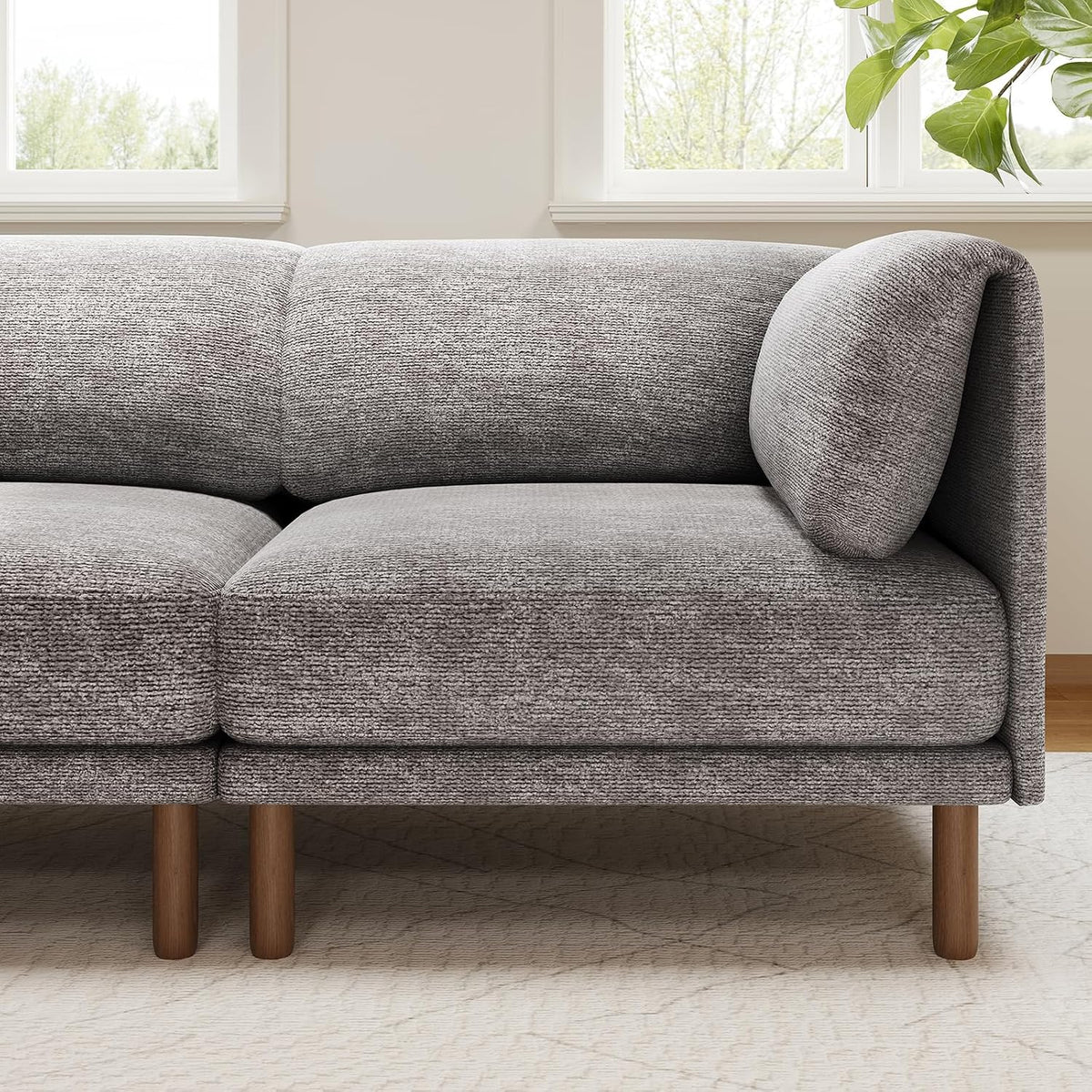 Cloud Sectional Couches for Living Room,Modular Sectional Sofa,Grey | Extra Deep 8 Seater,Mid Century Modern Oversized Couches With Ottoman,Solid Wood Leg,Large Sofa for Big Space,Office