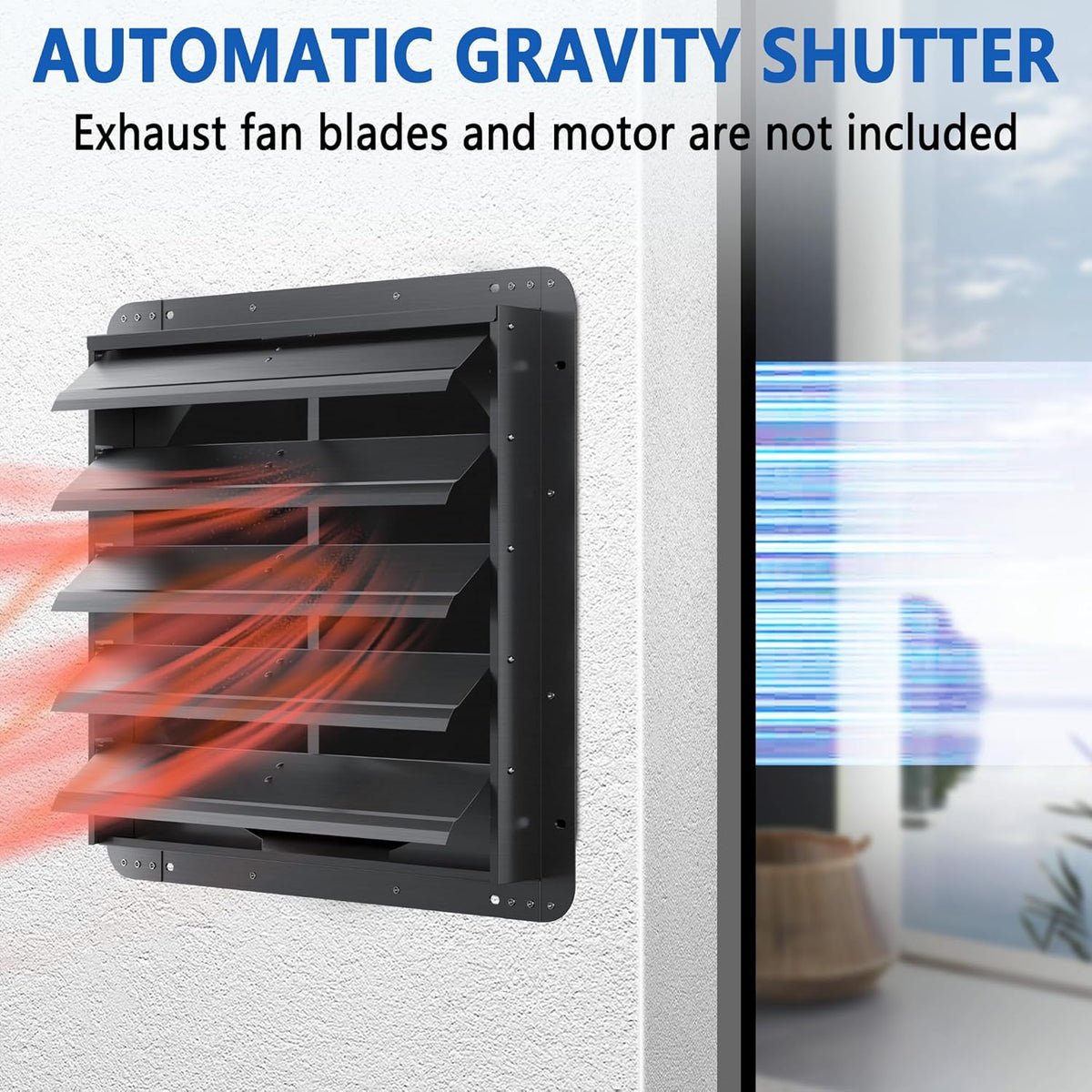 20 Inch Galvanized Sheet Spraying Automatic Exhaust Shutter Louver Vent (No Fan Blades and Motor) for Home Attics, Workshops, Barn, Greenhouse