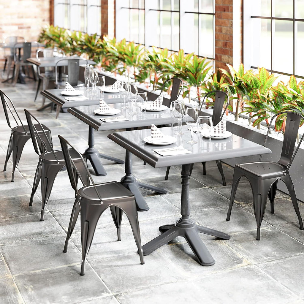 Giantex Metal Dining Chairs Set of 4, Farmhouse Kitchen Chairs with Removable Backrest, Space-Saving Stackable Bistro Cafe Side Chairs for Dining Room, Living Room, Restaurant (Bronze)