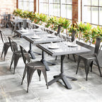 Giantex Metal Dining Chairs Set of 4, Farmhouse Kitchen Chairs with Removable Backrest, Space-Saving Stackable Bistro Cafe Side Chairs for Dining Room, Living Room, Restaurant (Bronze)