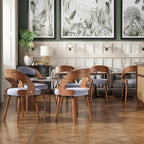 Farini Wood Dining Chairs, Set of 4 Modern Upholstered Dining Chairs with Curved Backrest for Kitchen, Dining Room, Living Room, Khaki