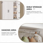 LIKIMIO Armoire Wardrobe Closet with 4 Doors and Drawers, White | Wardrobe Cabinet with Storage Shelves and Side Hooks, Clothing Storage Cabinet for Bedroom