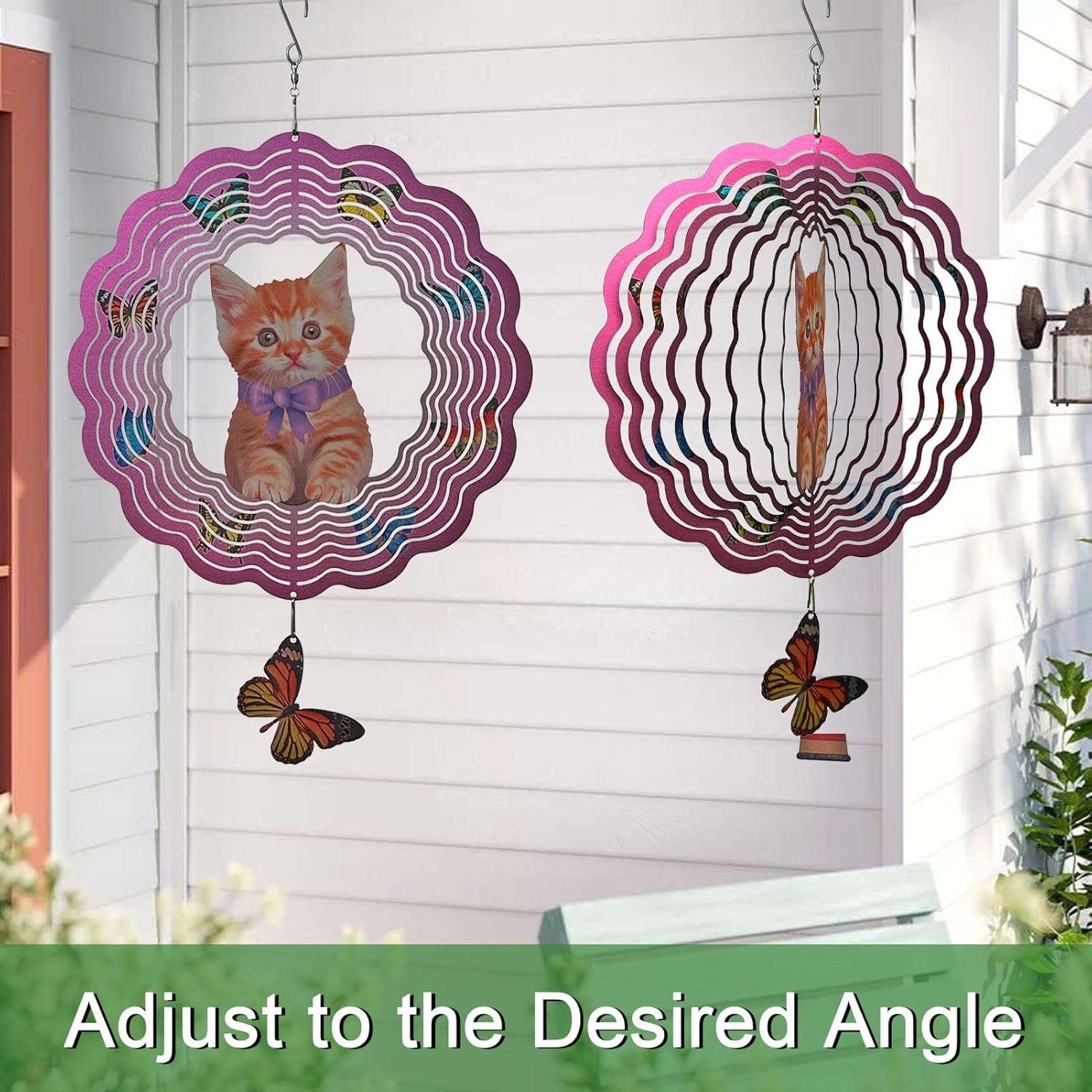 Metal Cat Wind Spinner,Metal Wind Spinners for Outdoor,3D Double Sided Hanging Decor for Indoor,Outdoor,Unique Gifts for Women
