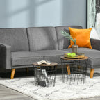 Nesting Tables Set of 2 with Storage, Round Accent Side Tables for Living Room and Bedroom