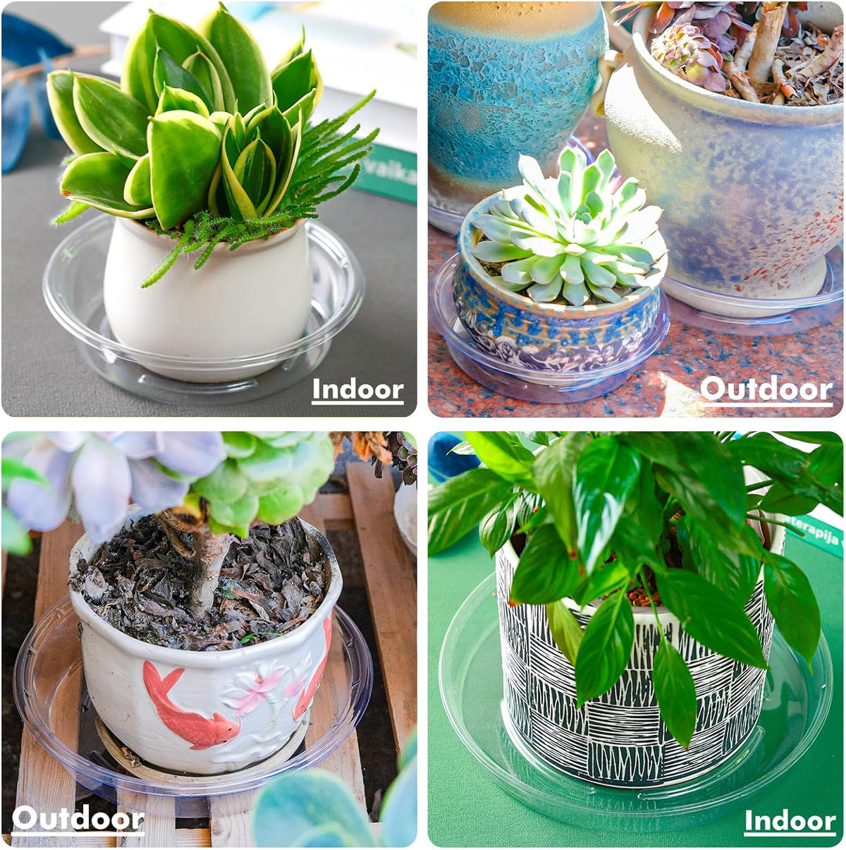 Plant Saucer 30 Pack Plant Trays for Pots 4 Inch Plastic Plant Saucers for Outdoors and Indoors Clear Drip Trays for Potted Plants Flower Pot Plates to Catch Water Plant Drainage Dishes No Holes