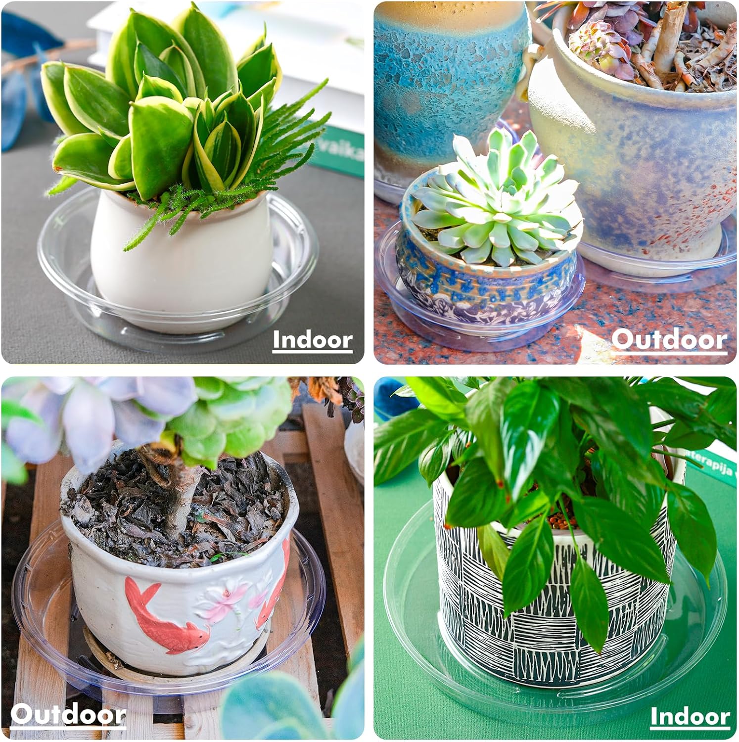 Plant Saucer 20 Pack Plant Trays for Pots 6 Inch Plastic Plant Saucers for Outdoors and Indoors Clear Drip Trays for Potted Plants Flower Pot Plates to Catch Water Plant Drainage Dishes No Holes