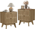 SICOTAS Nightstands Set of 2 with Drawers, 21" Wide Modern Bedside Tables