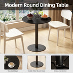 Round Dining Table 24" Circle Tulip Table with Metal Thickened Tabletop & Sturdy Metal Pedestal Mid Century Modern Leisure Bistro Kitchen Tables 2 People Small Places Living Room Cafe,Black