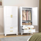 GAIOUS Metal Wardrobe Cabinet with Hanging Rod, Clothing Storage Cabinets