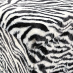 Luxe Faux Fur Storage Ottoman, Zebra Black/White, 15 x 15 x 15 in | Engineered Wood, Tool-Free Assembly, Modern Style, Seat And Footrest