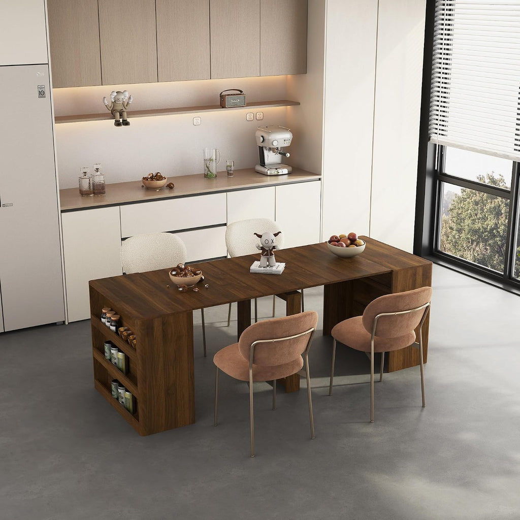 27.5"/122.8" Extendable Dining Table, Kitchen Dining Room Table with MDF Wooden, Multifunctional Expandable Console Table for Entryway for Living Room Dining Room (No Chairs)