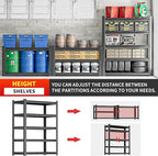 Heavy Duty Storage Shelves 5-Tier Adjustable Garage Shelving Unit, Strong Metal Storage Rack Shelving for Garage, Warehouse, Pantry Organization 16" D x36 W x72 H