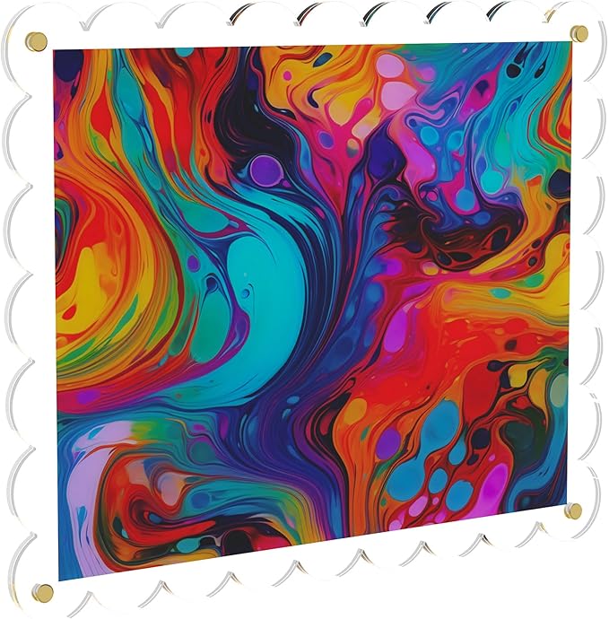 Acrylic Picture Frame for Wall, Frameless Clear Photo Frame with Scalloped Edge, No Drill Floating Frame for Diploma Certificate Degree Document & Poster/Painting/Artworks Display (1 Pack, 8.5X11 Scalloped edge)