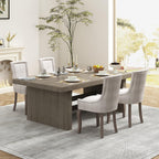 Upholstered Dining Chairs Set of 8, Beige Fabric Kitchen Chair with Nailhead Trim, Farmhouse High Back Kitchen & Dining Room Chairs, Solid Wood Legs, Sillas de Comedor (Beige, 8 Pcs)