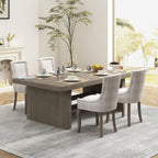 Upholstered Dining Chairs Set of 2, Beige Fabric Kitchen Chair with Nailhead Trim, Farmhouse High Back Kitchen & Dining Room Chairs, Solid Wood Legs, Sillas de Comedor (Beige, 2 Pcs)
