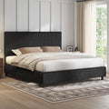 AMERLIFE King Bed Frame, Upholstered Metal Platform Bed, Black