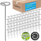 12 Inch 120Pcs Thick 8 Gauge 0.16 in Circle Top Landscape Fabric Pins Hard Holding,Galvanized Landscape Fabric Stakes, for Tent, Weed Barrier Fabric, Plant Cover,Landscape Pins Stronger Not Easy Bend