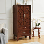 MERITLINE 53.5" Tall Kitchen Pantry Cabinet with Doors & Drawers, Mid Century Modern Sideboard Buffet Storage for Living Room, Entryway, Hallway & Garage (Walnut)