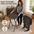 Ergode TV Tray Tables Set of 5 Folding X-Frame Oyster Gray