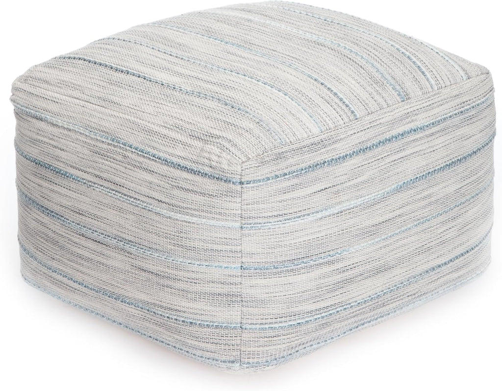 Anji Mountain 16" H x 22" W Handmade Pouf Ottoman for Living Room & Couch | Soft & Fluffy Ottoman Pouf, Lightweight, Decorative Floor Pouf Seating for Bedroom & Home Décor Accent, Joya Gray