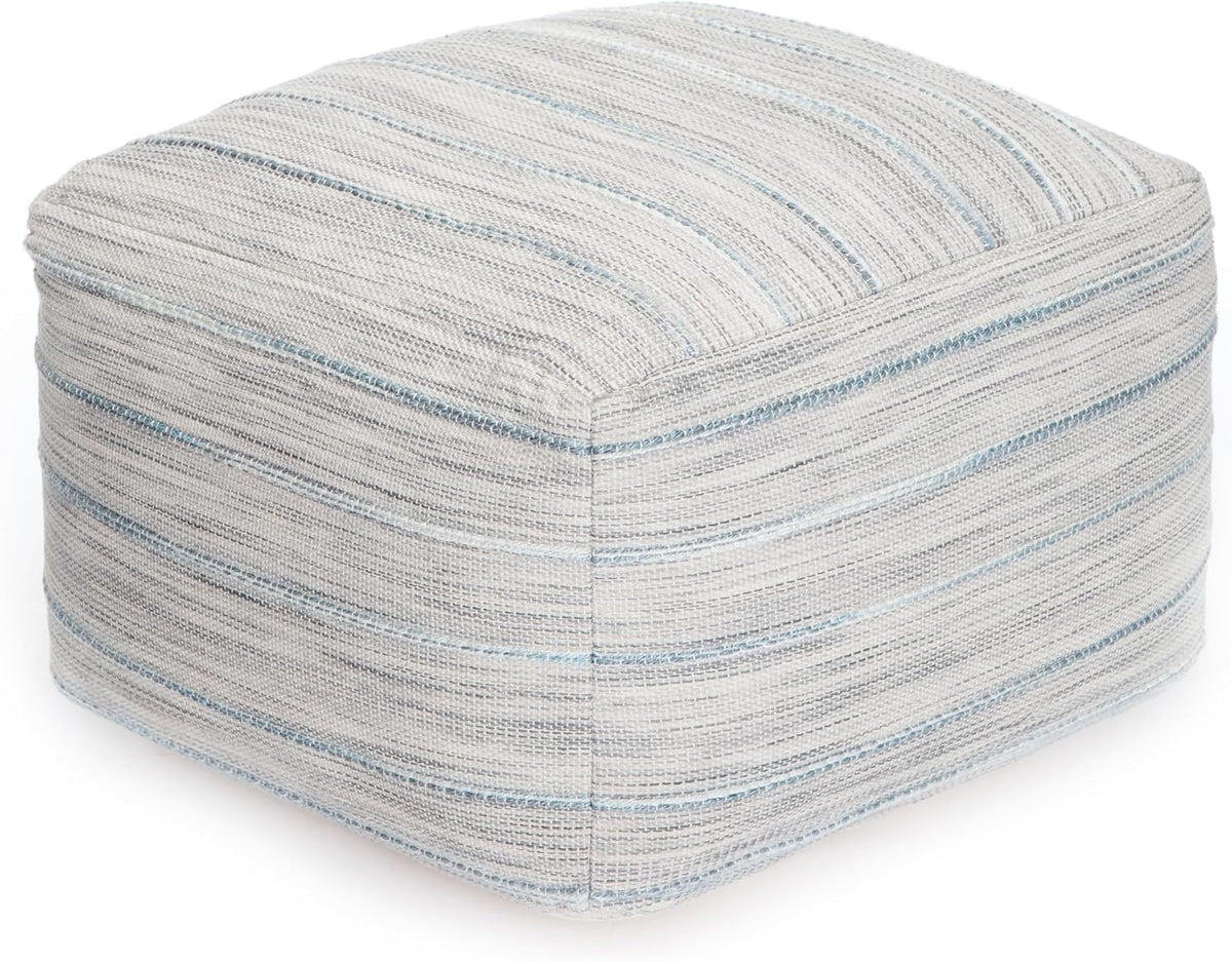 Anji Mountain 16" H x 22" W Handmade Pouf Ottoman for Living Room & Couch | Soft & Fluffy Ottoman Pouf, Lightweight, Decorative Floor Pouf Seating for Bedroom & Home Décor Accent, Joya Gray