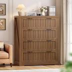 SEDETA Farmhouse 4 Drawer File Cabinet, Filing Cabinet for Home Office, Wood Office File Cabinets for Letter/Legal/A4 Size, File Cabinet Organizer with Printer Stand for Study Room, Living Room, Brown