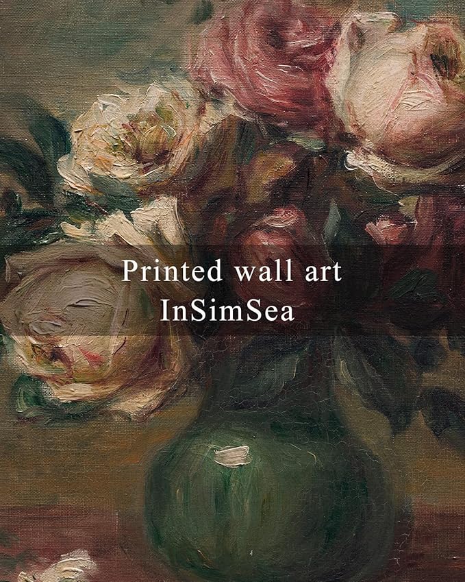 InSimSea Framed Wall Art for Living Room Rose Flower Valentine Decor Mid Century Modern Wall Decorations Vintage Floral Wall Art for Bedroom Farmhouse Kitchen Office Bathroom Decor 8x10in