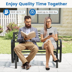 Tangkula 2-Person Outdoor Glider Bench, Rocking Loveseat Chair | Metal Frame, Armrests, Geometric Backrest, Slatted Seat, for Patio, Porch, Garden, Deck and Backyard