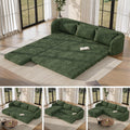 Vesgantti 110.2" Modular Sectional Sofa with Curved Armrest, 6 in 1 Convertible Folding Sleeper Sofa Bed, Chenille Couch for Living Room, No Assembly Required, Green, Left Facing Chaise
