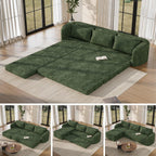 Vesgantti 110.2" Modular Sectional Sofa with Curved Armrest, 6 in 1 Convertible Folding Sleeper Sofa Bed, Chenille Couch for Living Room, No Assembly Required, Green, Left Facing Chaise