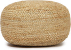 · REDEARTH · Jute Circular Low Pouf Ottoman - Boho Foot Stool - Natural | Jute, 18"x18"x10"; Braided Jute Pouf, Accent Sitting Doubles as Foot Rest; Great for Living Room, Patio, Outdoor, Bedroom