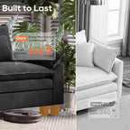 URRED Oversized Modular Sectional Sofa，Solid Black：122" U Shaped | Modern Comfy Cloud Couch with Movable Ottoman and Pillow, Deep Seat Couches for Living Room, Bedroom or Apartment