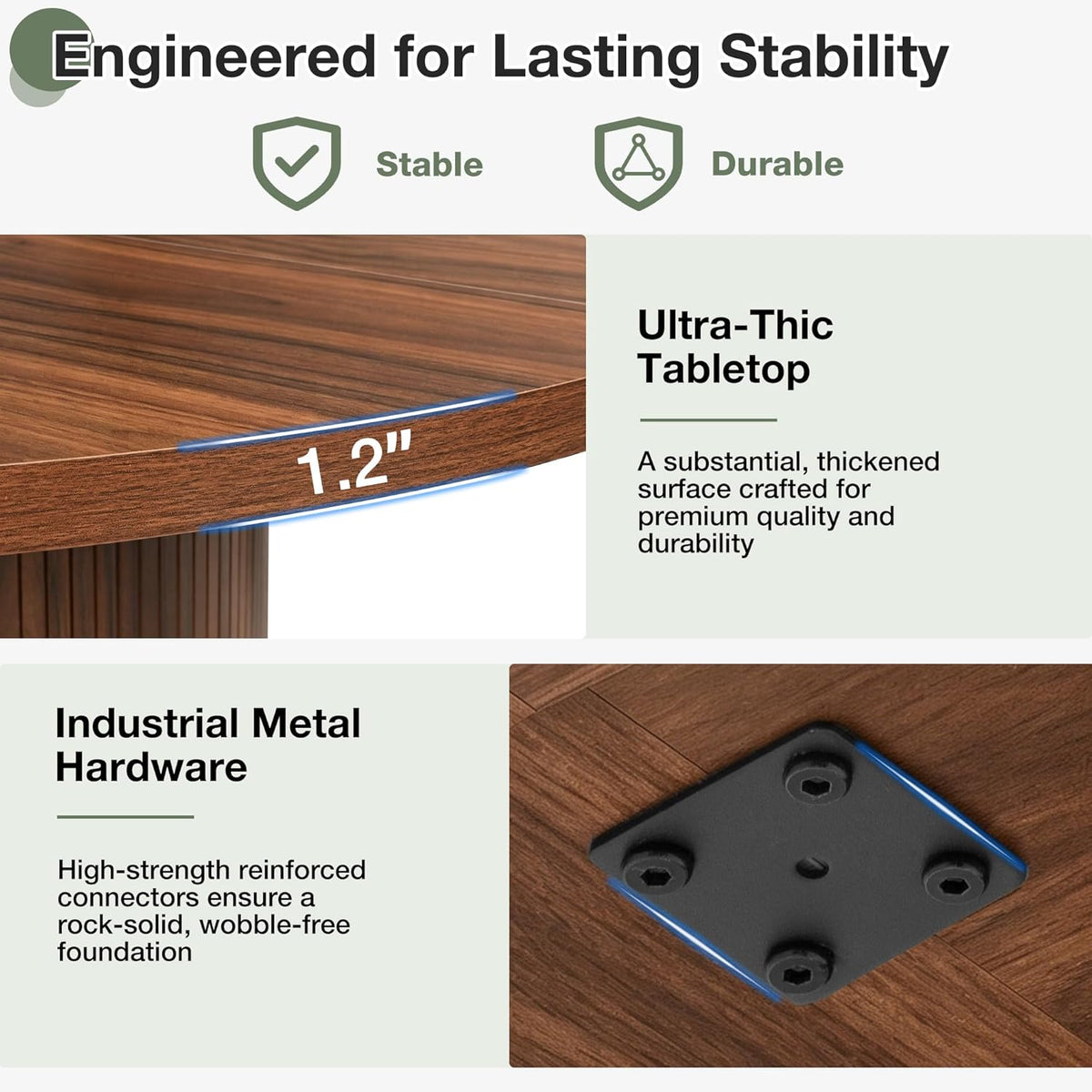 47" Round Dining Table for 4-6, Space-Saving Dining Room Table with Core Rolling Shutter Storage Shelf and Thick Tabletop, Wood Grain Dinner Table for Kitchen, Dining Room, Living Room, Walnut