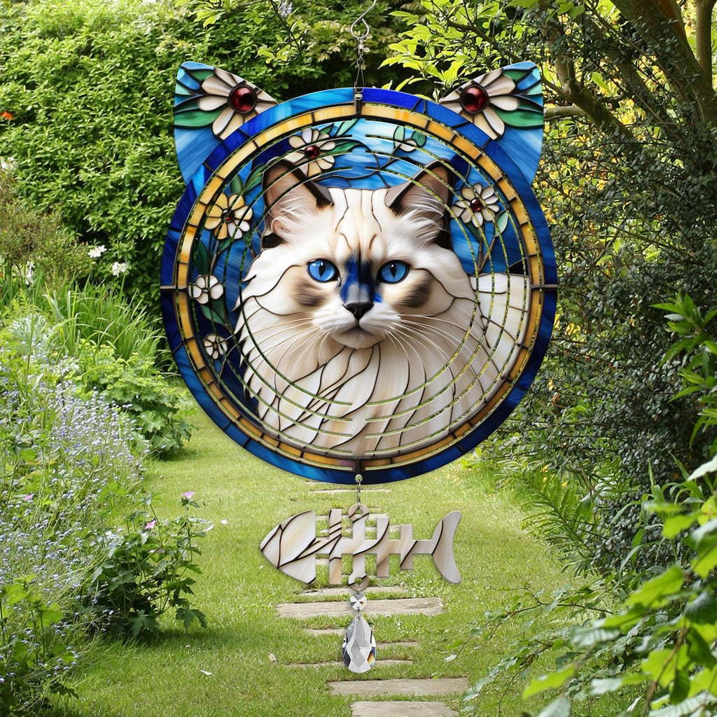 Birman Cat Wind Spinner, Birman Cat Wind Spinner Hanging for Yard and Garden