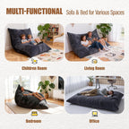 4 in 1 Giant Bean Bag Chair for Adults & Kids, 75” Beanbag Couch with High-Density Memory Foam Filling, Multifunctional Floor Sofa Lounger Suitable for Living Room Bedroom Apartment (Grey)