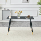50 inch Sintered Stone Dining Table for 4, Modern Minimalist Kitchen Table with 0.43" Matte Black Sintered Stone Top & Tapered Metal Legs, Small Space Rectangular Table for Home, Kitchen, Apartment