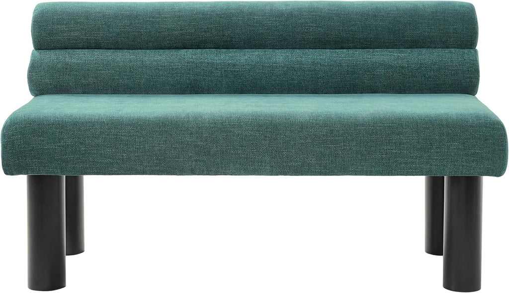 51'' Small Dining Bench with Back, Upholstered Armless Kitchen Banquette Seating, Minimalist Comfy Mini Loveseat Sofa, Modern Entryway Bench with Wood Leg for Dining Living Room Apartment (Green)
