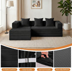 79" Modular Sectional Sofa, Convertible Sleeper Sofa Bed, Modern Tri-Folding Cloud Couch with L-Shape Chaise, Corduroy Futon for Living Room Small Spaces Apartment, No Assembly